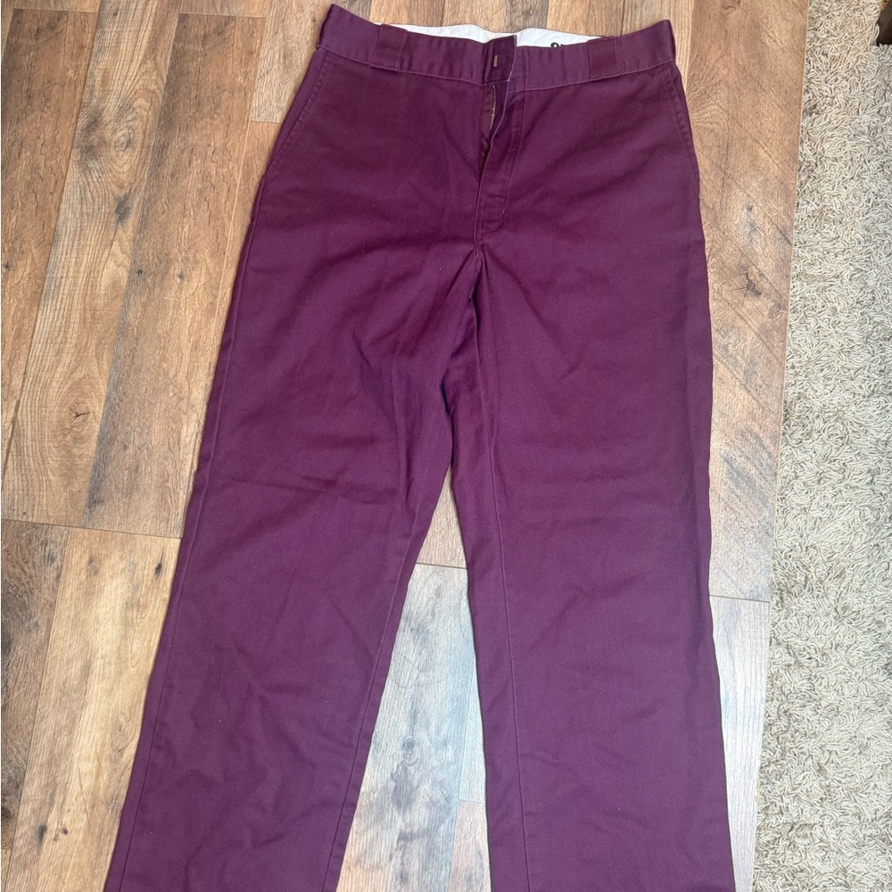Burgundy Straight-Leg Pants